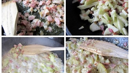 Cuketa se šunkou a parmezánem se špagetami
