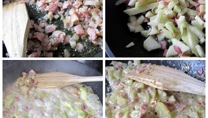 Cuketa se šunkou a parmezánem se špagetami