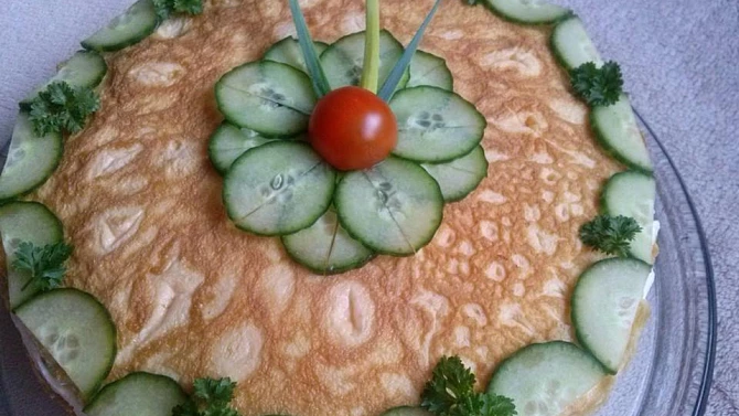 Dort na slano z vaječných omelet, Dort na slano z vaječných amolet