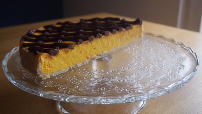 Dýňový cheesecake s čoko mřížkou