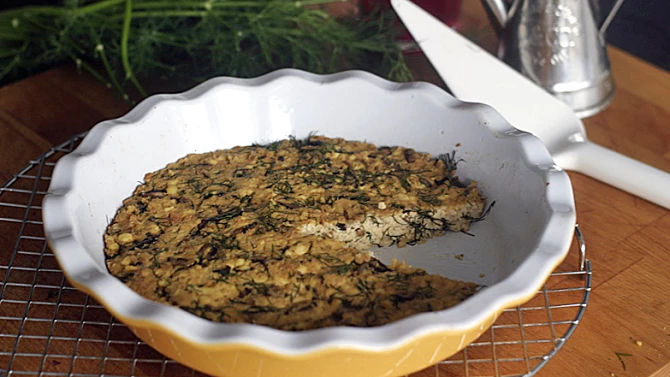Frittata s houbami shiitake a koprem
