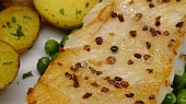 Grilovaný halibut na hrášku, Grilovaný halibut na hrášku