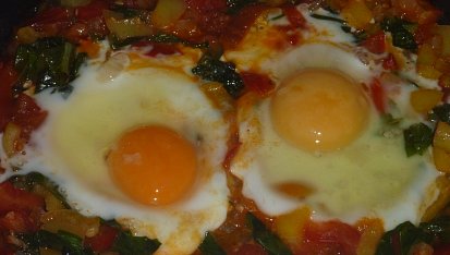Mangoldová variace na shakshuka (na arabské lečo)