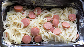 Špagety zapečené s mangoldem