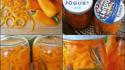 Sterilovaná paprika s olejem, Papriky po zalití nálevem dávám na pařák do papiňáku a od doby varu nechám pod tlakem 3minuty.Po otevření hrnce otočím skleničky dnem vzhůru a nechám zchladnout