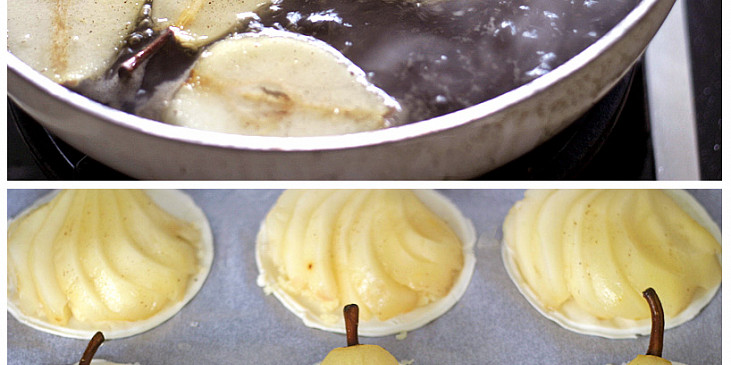 Vanilkové koláčky s hruškou a marcipánem