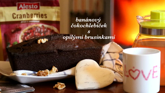 Banánový čokochlebíček s opilými brusinkami