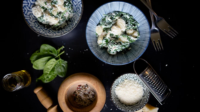 Bezlepkové gnocchi se špenátem a ricottou