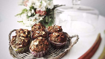Bezlepkové makové muffiny s rebarborou