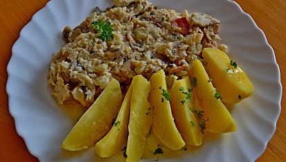 Květák jako mozeček se slaninou a žampióny