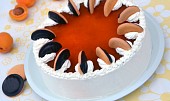 Nepečený jaffa piškotový dort s meruňkovou čokonáplní (K výrobě nepečeného dortu můžete použít také polomáčené jaffa piškoty)