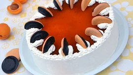 Nepečený jaffa piškotový dort s meruňkovou čokonáplní
