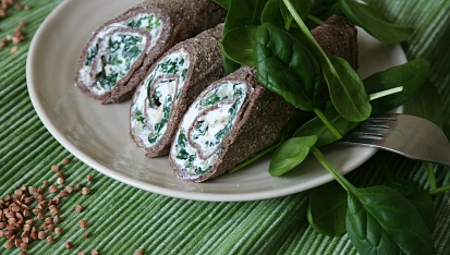 Pohankové palačinky se špenátem a ricottou