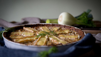 Quiche z květákového těsta s fenyklem a kokosem