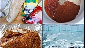 Smažený řízek z nakládaného bůčku, Uvařený bůček obalíme v marinádě a zabalený do alobalu uložíme na 5 dní do lednice