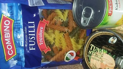 Těstoviny s tuňákem a kukuřicí, suroviny