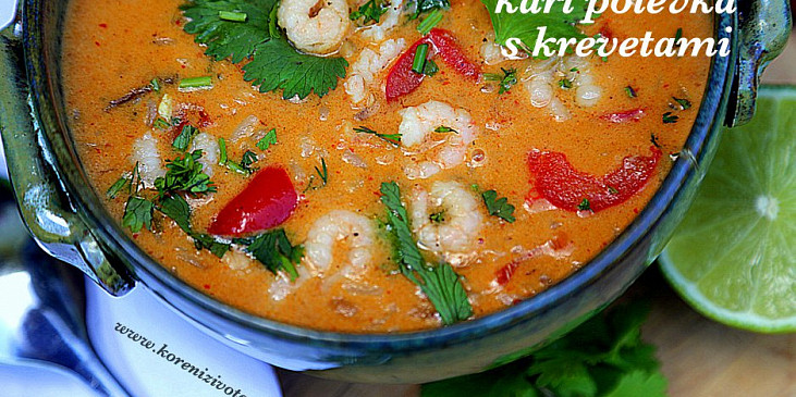 Rychlá thajská kari polévka s krevetami (podávejte s čerstvě nasekaným koriandrem)