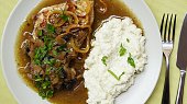 Kuřátko na víně s žampiony a květákovou kaší, Kuřátko na víně s žampiony a květákovou kaší