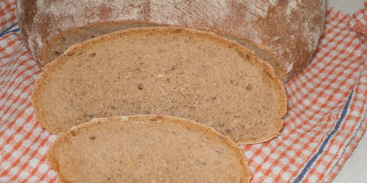 Kváskový chléb se semínky a syrovátkou (na řezu)