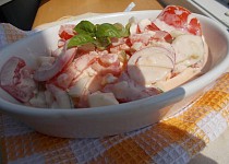 Letní rajčatový salát s okurkou a ředkvičkami