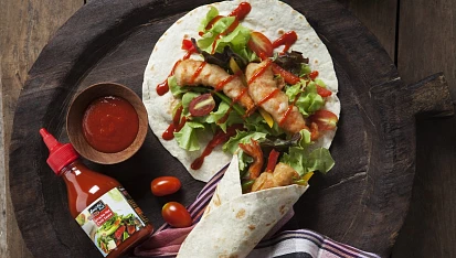 Tortily s krevetami a Sriracha omáčkou