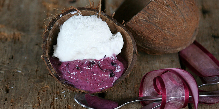 Smetanová kokosová zmrzlina a ovocná zmrzlina s jogurtem bez cukru