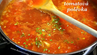Snadná delikátní tomatová polévka, polévku nechte cca 20 minut zvolna povařit