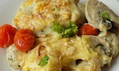 Gnocchi zapečené s žampiony a dvěma druhy sýrů
