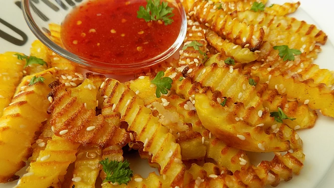 Sezamové vlnky s domácí sladkokyselou chilli omáčkou