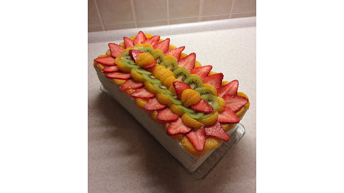 Ovocný dort s tvarohovo-pudinkovým krémem, Ovocný dort s tvarohovo-pudinkovým krémem ❤️