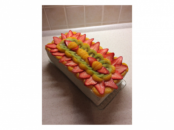 Ovocný dort s tvarohovo-pudinkovým krémem, Ovocný dort s tvarohovo-pudinkovým krémem ❤️