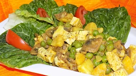 Tofu se žampiony a hráškem