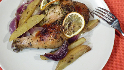 Citronové kuře s bramborami a červenou cibulí, Citronové kuře s bramborami a červenou cibulí