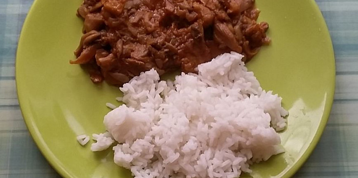 Guláš z hlívy ústřičné s rýží