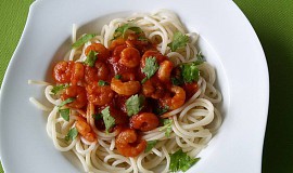 Krevety v marinádě se špagetami