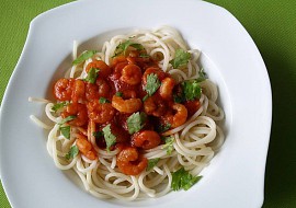 Krevety v marinádě se špagetami