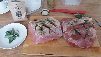 Vepřová pečeně na šalvěji, Příprava - sůl, pepř, šalvěj