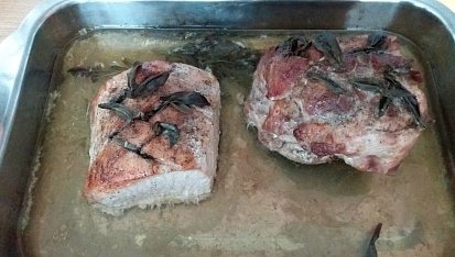 Vepřová pečeně na šalvěji, Po upečení