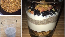 Pečená ořechová granola s chia pudinkem