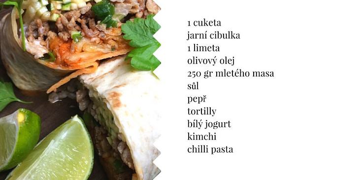 Kimchi tortilly s masem a zeleninou
