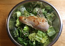 Kuřecí prsa plněná špenátem a sýrem na zeleném salátu