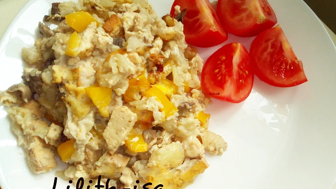 Květákový pekáček s tofu a žampiony (Dukanova dieta)