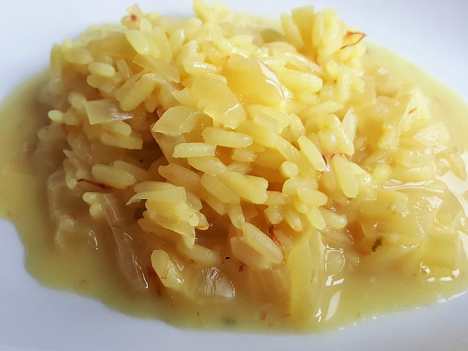 Krémové šafránové rizoto se sýrem  (bez tuku), Šafránové rizoto