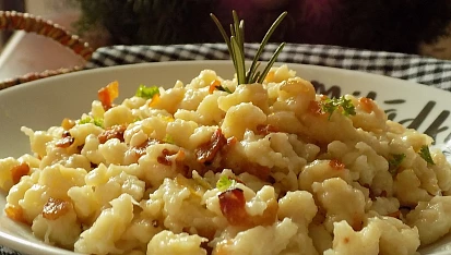 Celerové halušky se slaninou