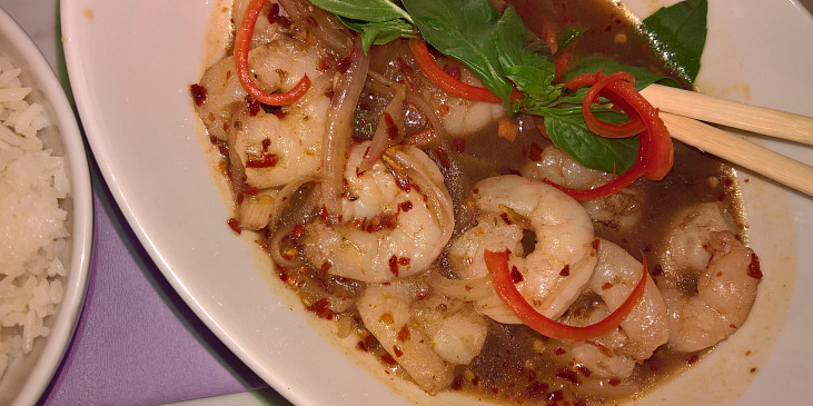 Krevety s tamarindovou omáčkou - koong sauce ma kaam
