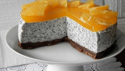 Makový nepečený cheesecake s pomerančem,  Makový nepečený cheesecake s pomerančem 