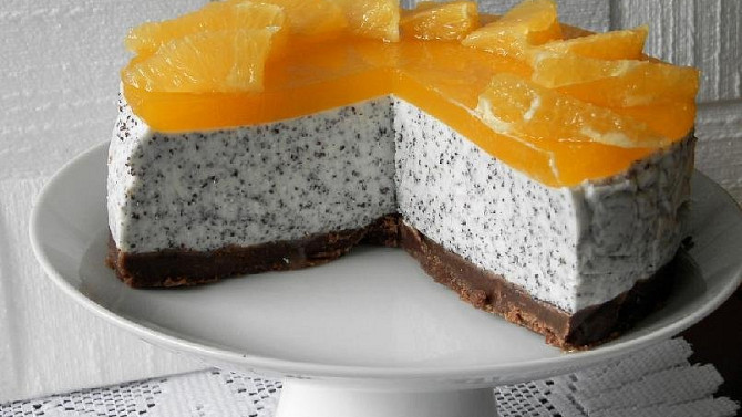 Makový nepečený cheesecake s pomerančem,  Makový nepečený cheesecake s pomerančem 