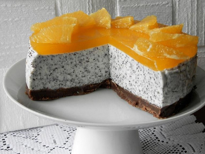 Makový nepečený cheesecake s pomerančem,  Makový nepečený cheesecake s pomerančem 
