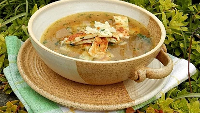 Loštická  polévka s tvarůžkovými celestýnskými nudlemi, Loštická  polévka s tvarůžkovými celestýnskými nudlemi