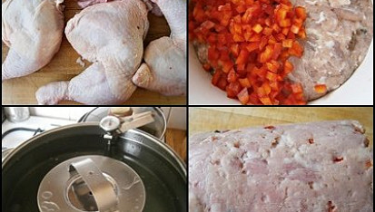 Domácí drůbeží šunka se zeleným pepřem a kapií